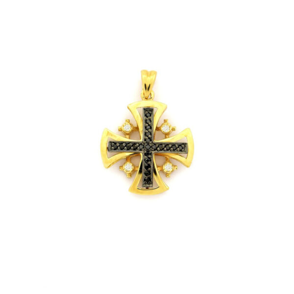 Cruz de Jerusalén de oro de 14K con 0,23 ct de diamantes