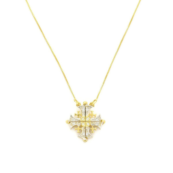 Cruz de Jerusalén de oro de 14K con apertura de 0,23 ct de diamantes.