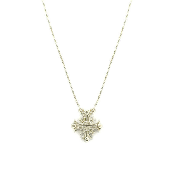 Cruz de Jerusalén de oro de 14K con apertura de 0,14ct de diamantes