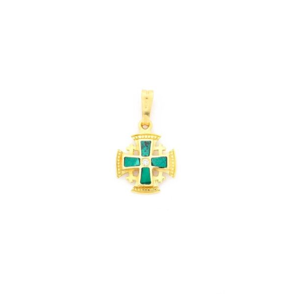 Colgante 14K Oro Cruz Jerusalén 18