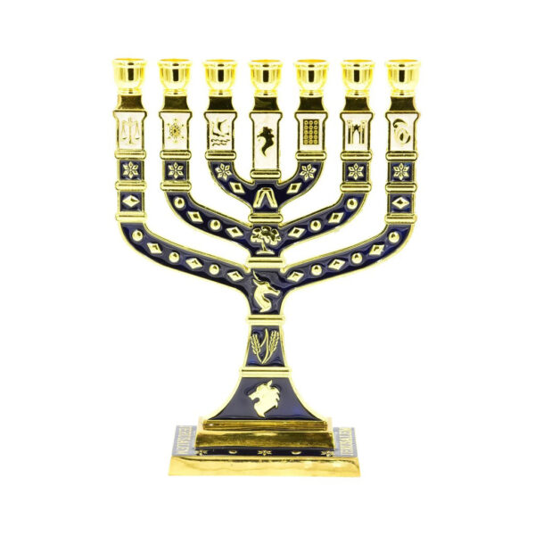 Menorah Kenesset Grande – Oro y Azul